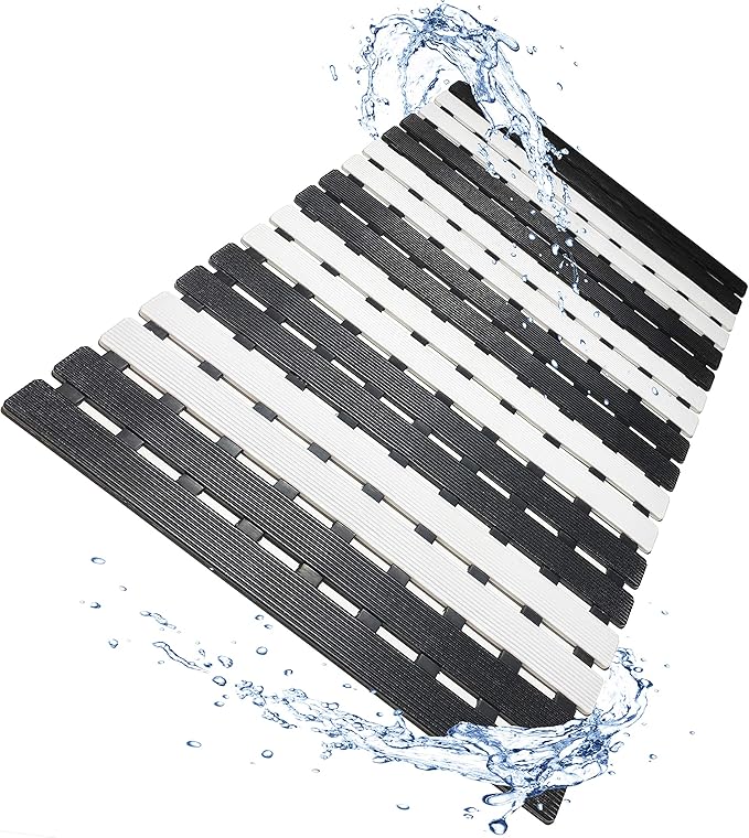 Non Slip Bathtub Mat | Double-Layered Shower Floor Mats with Suction Cups | Improved Drainage + Easy Dry Construction | Non-Toxic, BPA, Latex, Phthalate, PVC Free (Piano) by LuxurYou