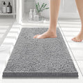 Smiry Luxury Chenille Bathroom Rugs 24x16, Extra Soft and Absorbent Shaggy Bath Mat, Machine Washable, Non-Slip Plush Carpet Runner for Tub, Shower, and Floor, Home Decor Accessories, Grey by Smiry