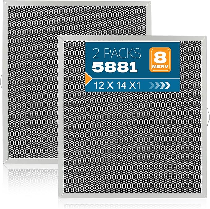 2-Packs 5881 Washable MERV 8 Dehumidifier Filter 12x14x1 Compatible with AprilAire Whole-House Models E100 E080 8192A and Dehumidifying Ventilator 8192A Replacement Filter by Qinlov