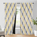 Beauoop 100% Blackout Curtains 84 Inches Long 2 Panels for Bedroom Living Room Yellow Grey Moroccan Geo Room Darkening Thermal Insulated Soundproof Rod Pocket Back Tab Window Treatments Drapes, 50x84 by Beauoop