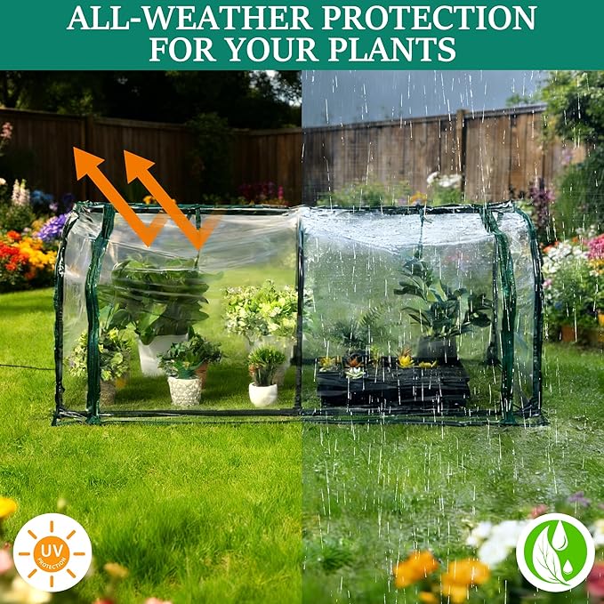 Meonum Mini Greenhouse with Grow Light, 51.18 "L x 25.59" W x 21.65" H Portable Greenhouses Waterproof UV-Resistant for Indoor/Outdoor Seed Starting(Dome Shape) - Image 5