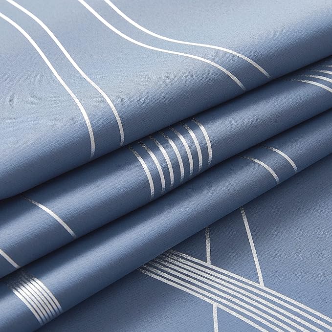 NICETOWN Living Room Curtains 102" Length 2 Panels Burg, Stone Blue, Extra Long Blackout Curtains and Drapes for Large Window, Foil Printed Wave Lines Energy Saving Thermal Insulated Draperies - Image 8