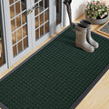 Smiry Front Door Mat Outside Entrance, Heavy Duty Natural Rubber Doormat, Non Slip, Trap Dirt and Moisture, Easy Clean, Low Profile Welcome Floor Mats for Indoor Outdoor Entry, 47x23 Inch, Black Green by Smiry