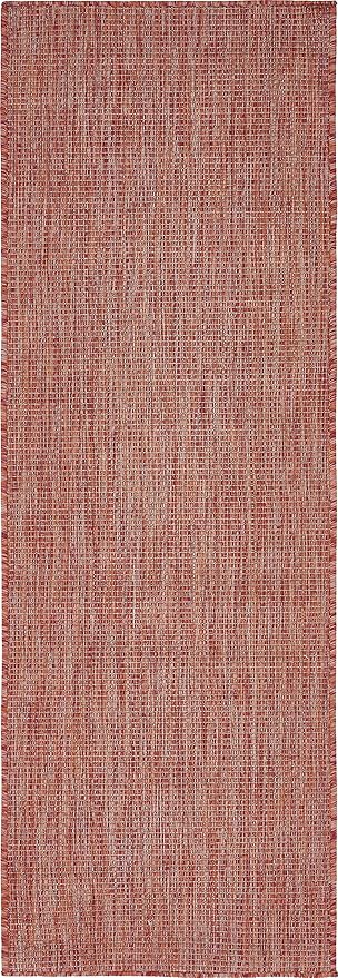 Unique Loom Collection Casual Transitional Solid Heathered Indoor/Outdoor Flatweave Area Rug (2' x 6' 1" Runner, Rust Red/Beige) by UniqueLoom