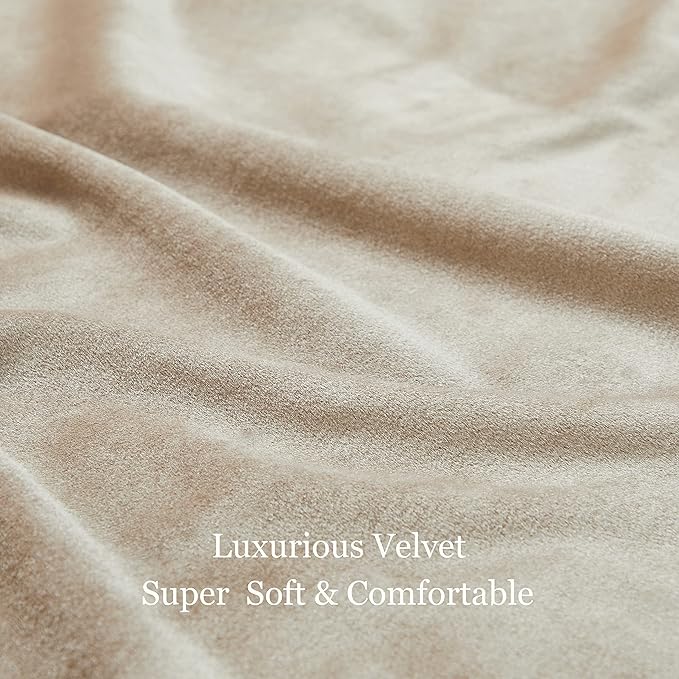 BULBUL Luxury Champagne Beige Velvet Curtains: 108 inches Elegant Living Room Curtain - Modern Thermal Insulated Soundproof Privacy Room Darkening Floor to Ceiling Soft Drapes for Bedroom Set of 2 - Image 7