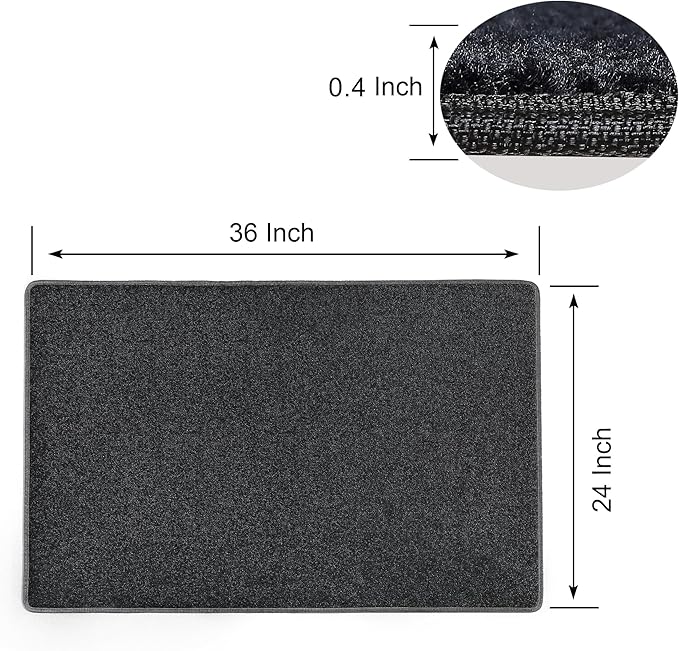 PURE ERA Carpet Stair Tread Landing Mat Tape Free Self Adhesive Non Slip Skid Resistant Indoor Doormat Area Rug Floor Mat for Kitchen Bathroom Workstations Washable 2' X 3' (Black) - Image 3