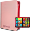 9 Pocket Trading Card Zip Binder - 360 Side Loading Pocket Binder for Colletible Games, Sport, TCG - Trading Card Binder - Gift Card holder for Boys and Girls - Pink card binder by Bindablu