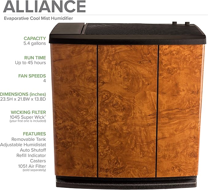 AIRCARE Digital Whole-House Console-Style Evaporative Humidifier (Oak Burl) - Image 2