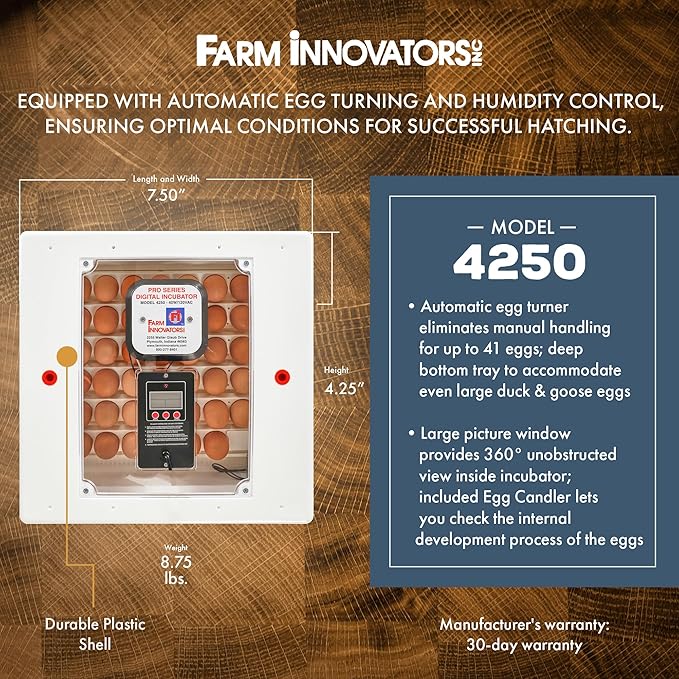 Farm Innovators 41 Egg Digital Circulated Air Incubator w/Auto Turning & Humidity Control - Automatic Incubating Machine for Hatching Chicken Eggs and Poultry Farming - Image 2