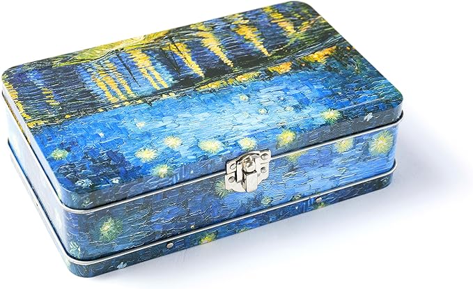 DAHO Metal Storage Box with Hinge for Office, School, Home, Makeup, Arts & Crafts and Accessories (Starry Night Over the Rhone) - Image 3