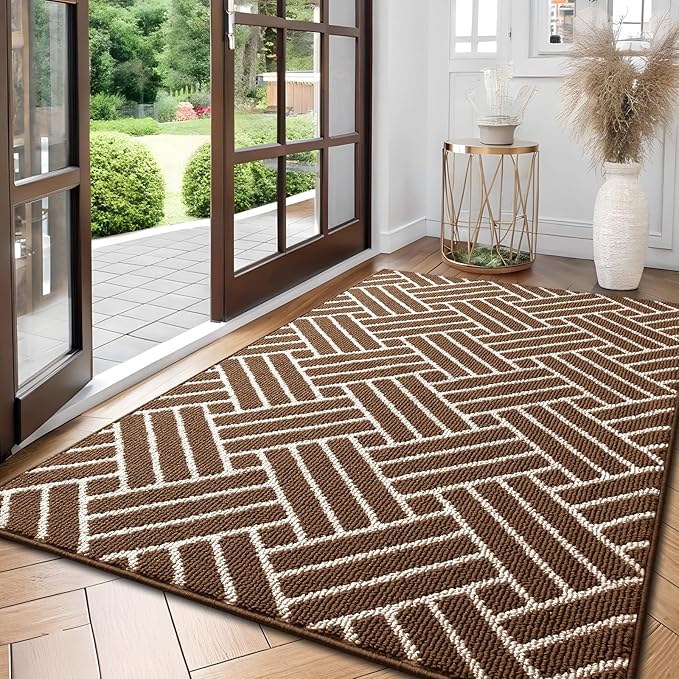 OLANLY Large Indoor Door Mat, 59x35 Inch, Dirt Resistant and Absorbent, Non-Slip Rubber Backing Floor Mats, Easy Clean Low-Profile Doormat for Entryway, Front Door, and Inside Entrance, Coffee by OLANLY
