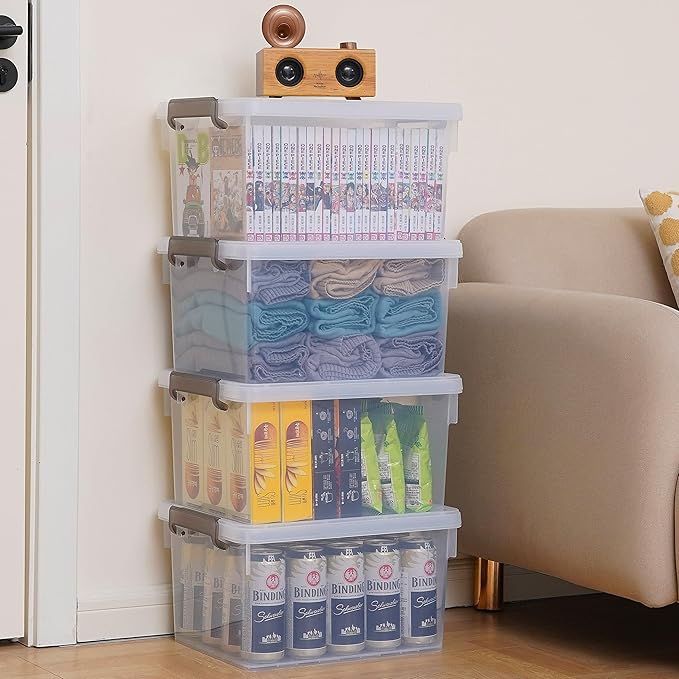 Citylife 22.2 Qt. Plastic Storage Bins with Lids Large Stackable Storage Containers for Organizing Clear Durable Storage Box, 4 Pack - Image 3