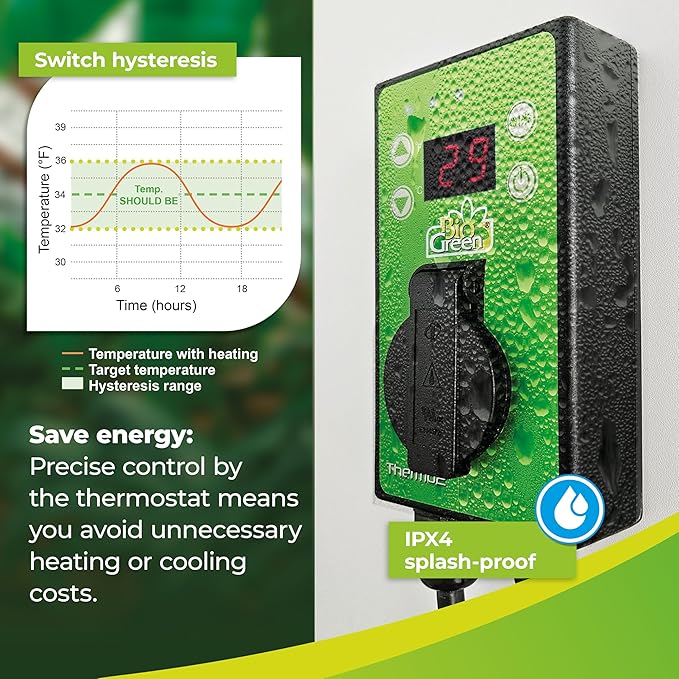 BioGreen TER2/US Thermo 2 Digital Greenhouse Thermostat with Summer/Winter Function 2 Years Warrenty, Green - Image 5