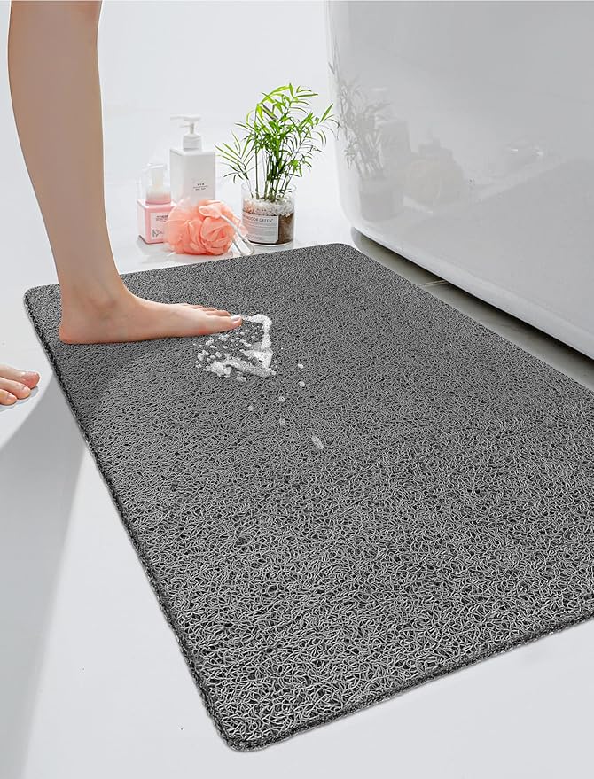 Large Shower Mat, Yonala 23.6 x 35.4 Inch Non Slip Shower Mats for Inside Shower, Soft PVC Loofah Bath Mat, Quick Drying, Easy Clean by Yonala