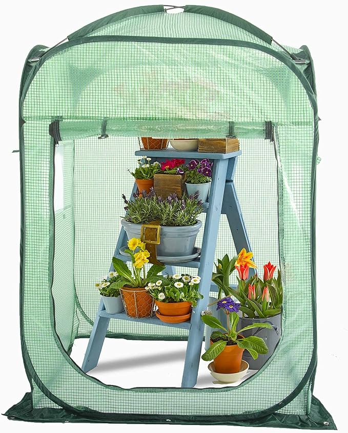 Porayhut Pop Up Greenhouse Tent,Portable X-Large Walk-in Flower House ,Indoor Outdoor Gardening Plant Sunshine Room with PE Mesh Cloth Cover for Protecting Plant from Cold Frost & Birds by porayhut