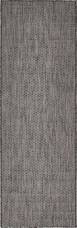 Unique Loom Collection Casual Transitional Solid Heathered Indoor/Outdoor Flatweave Area Rug (2' x 6' 1" Runner, Black/Ivory) - Image 4