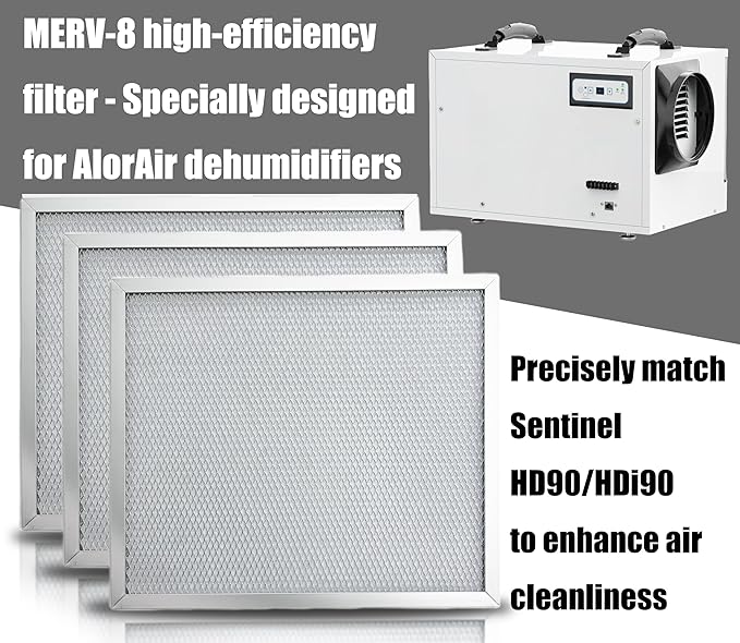 MERV-8 Dehumidifier Filter for Sentinel HD90 and HDi90 Series Basement Dehumidifiers High Efficiency Replacement Air Filter 3 Packs - Image 3