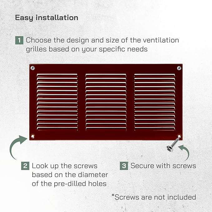 Vent Systems 12" x 6" Inch (Overall) Scratch Resistant Brown Metal Vent Cover - 3 Pack - Louvered Duct Grille with Built-in Mesh Screen - Wall or Ceiling HVAC Ventilation Register for Indoor & Outdoor - Image 4