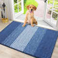 Smiry Dog Door Mat for Muddy Paws, Absorbs Moisture and Dirt, Low-Profile Entryway Mat with Non-Slip Backing, Entry Indoor Outdoor Doormat for Inside Floor (30x20 Inches, Navy Blue, Striped) by Smiry
