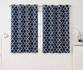 HLC.ME Lattice Print Blackout Window Curtains for Small Windows - Contemporary Decorative Thermal Privacy Room Darkening Grommet Coverings for Basement - Navy Blue - Set of 2-52 x 45 Inch Long by HomeLinenCollections