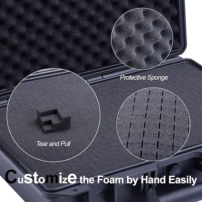 Lykus HC-3810 Waterproof Hard Case with Customizable Foam Insert, Interior Size 14.96x11.02x5.3 in, Suitable for camera,lens,drone,mic,flashlight,telescope,action cam,electronics,tools,and more - Image 3