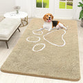 OLANLY Dog Door Mat for Muddy Paws 59x35, Paw Print Design, Absorbs Moisture and Dirt, Absorbent Non-Slip Washable Doormat, Quick Dry Chenille Mud Mat for Dogs, Entry Indoor Entryway Carpet, Beige by OLANLY