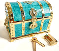 Large Double-layer Retro Metal Jewelry Chest, Pirate-style Lion Head Relief Treasure Box With Lock Women's Jewelry Storage (Oil Painting Green Golden) by Unknown