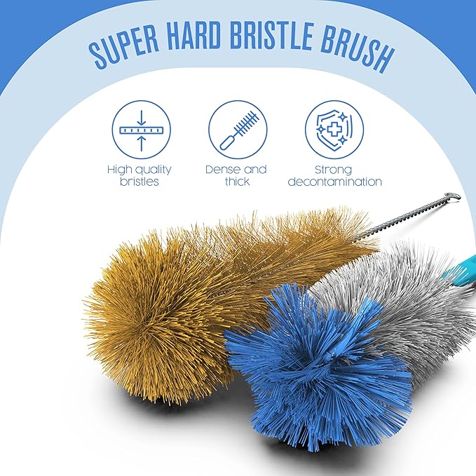 Houseables Bottle Brushes, Water Bottle Cleaner Brush Set, Hydroflask Cleaning Kit, Cup Cleaner Brush, Glass Brushes for Washing Glasses, Cup Scrubber, for Straw, Tumbler, Decanter, Flexible, 9 PK - Image 2