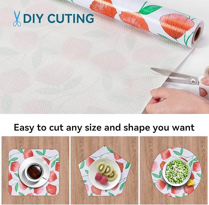 18" W x 96" L Floral Drawer and Shelf Liner for Cabinets, Non-Adhesive Strong Grip Non-Slip Flower Shelf Cabinet Kitchen Shelf Liners for Kitchen Cabinets - Image 4