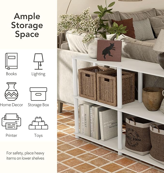 Homes: Inside + Out Apexa Modern 3-Cube Ladder Shelving Units, Collectibles Display Shelves, Easy Assembly Standing Shelf, Home Storage Organizer for Living Room, Bedroom, Office, Taupe Grey - Image 7