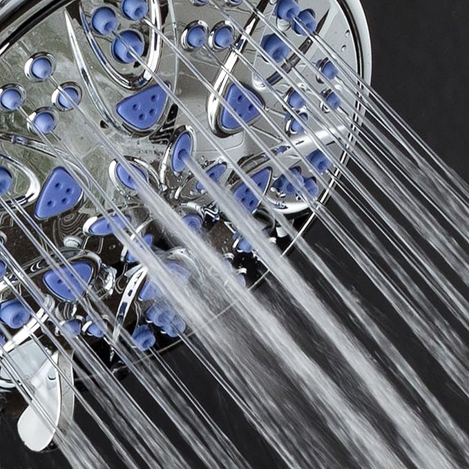 AquaDance Antimicrobial – Anti-Clog High-Pressure 6-Setting Shower Head with Microban Nozzle Protection from Growth of Mold, Mildew & Bacteria for Stronger Shower! 4" Sunset Blue - Image 9