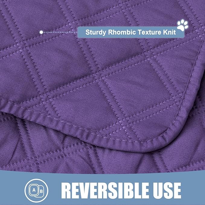 Smiry Waterproof Dog Bed Cover Pet Blanket, Soft Washable Dog Blanket for Furniture Bed Couch Sofa Reversible, Checkered (40"x50", Purple/Purple) - Image 4