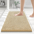 Smiry Luxury Chenille Bathroom Rugs 24x16, Extra Soft and Absorbent Shaggy Bath Mat, Machine Washable, Non-Slip Plush Carpet Runner for Tub, Shower, and Floor, Home Decor Accessories, Beige by Smiry