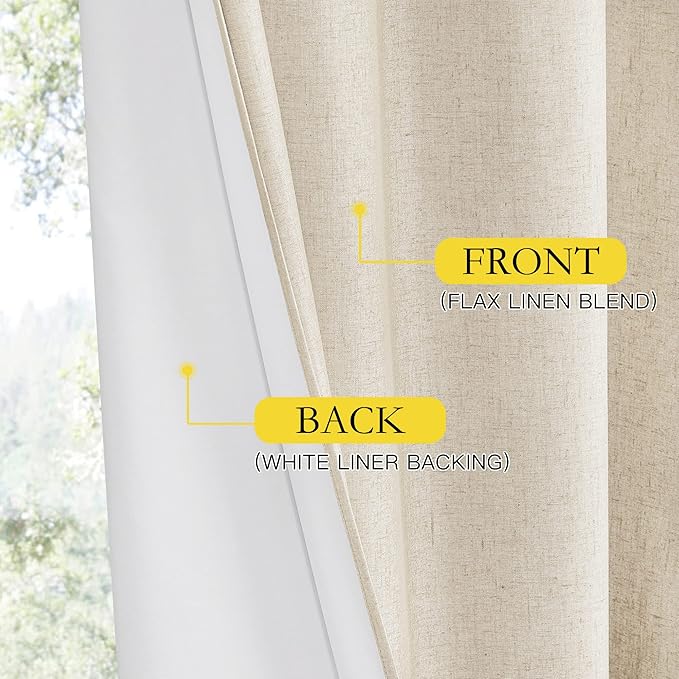 NICETOWN Beige 100% Blackout Short Curtains 68" Lenghth Burg for Kitchen, 2 Panels, Beige Linen Drapes with Thermal Insulated White Liner, Keeping Out Cold Air and Heat Panels - Image 5