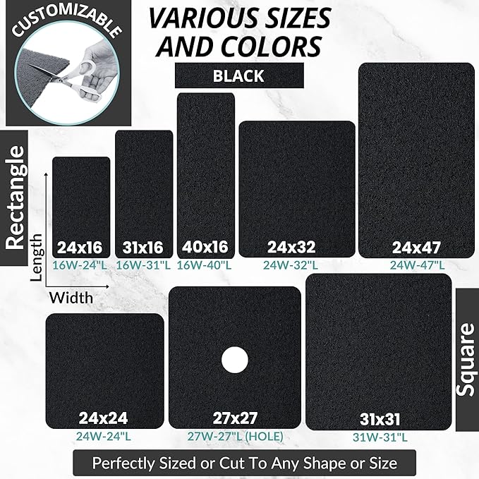 Non Slip Bathtub Mat Shower Mat for Tub - Loofah Bath Mats for Bathroom - 31x16 Bathtub Floor Mat - Textured Anti Slip Bath Mat Without Suction Cups - Secure Mat for Wet Areas (31x16 Black) - Image 6
