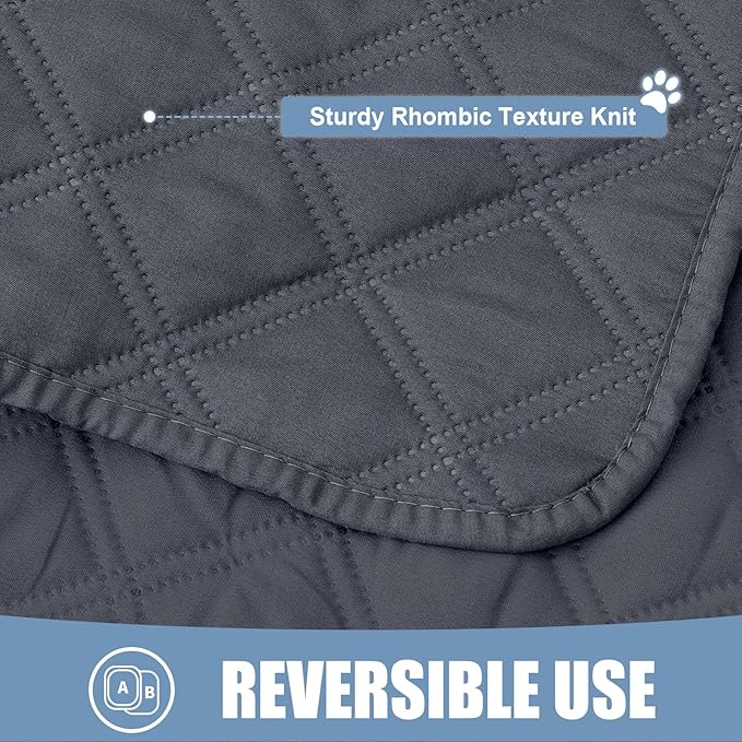 Smiry Waterproof Dog Bed Cover Pet Blanket, Soft Washable Dog Blanket for Furniture Bed Couch Sofa Reversible, Checkered (52"x82", Dark Grey/Dark Grey) - Image 4
