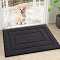 Smiry Dog Door Mat for Muddy Paws, Absorbs Moisture and Dirt, Low-Profile Entryway Mat with Non-Slip Backing, Entry Indoor Outdoor Doormat for Inside Floor (24x16 Inches, Dark Grey, Bordered) by Smiry