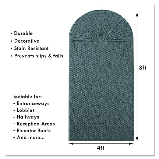 8uardian EcoGuard Diamond w/Double Fan Indoor Wiper Floor Mat, Recycled Plactic and Rubber, 3'x6', Charcoal Black - Image 3
