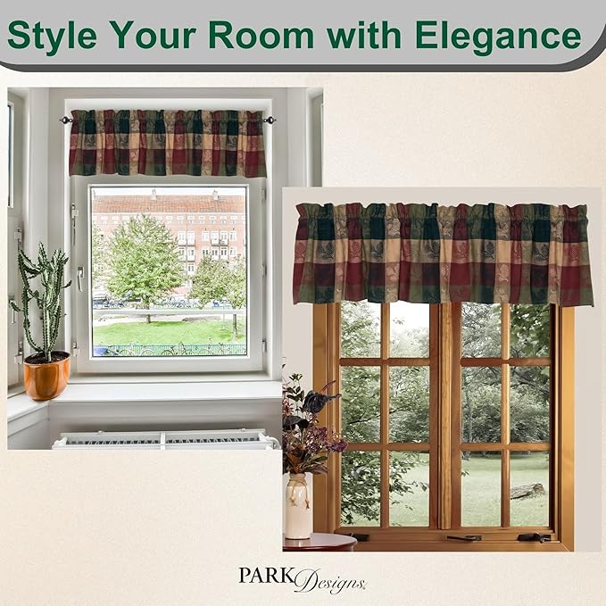 Park Designs Farmhouse Kitchen Valances for Windows - Plaid Pine Cone | Fall Decor Window Valance Curtain | Plaid Curtain Windows | 72"x14" - Image 5