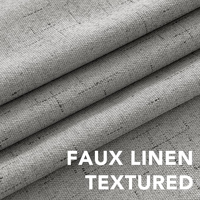 H.VERSAILTEX Linen Blackout Curtains 108 Inches Long 100% Blackout Thermal Insulated Textured Linen Look Curtain Draperies Anti-Rust Grommet, Energy Saving with White Liner, 2 Panels, Dove Gray - Image 4