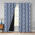 Beauoop 100% Blackout Curtains 96 Inches Long 2 Panels for Bedroom Living Room Blue Moroccan Geo Room Darkening Thermal Insulated Soundproof Grommet Top Window Treatments Drapes, 50x96 Set of 2 by Beauoop