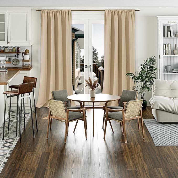 BGment Long Blackout Curtains for Living Room 108 Inch Length, Full Room Darkening Thermal Insulated Soundproof Curtains for Bedroom with Rod Pocket, 2 Panels, Each Long Panel 52 Wide, Beige - Image 2