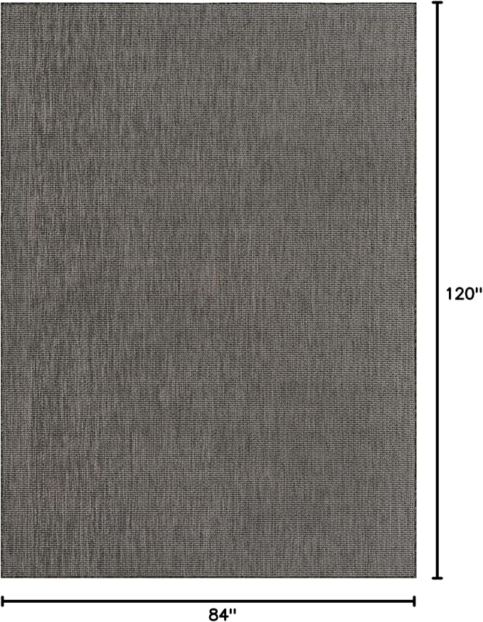 Unique Loom Collection Casual Transitional Solid Heathered Indoor/Outdoor Flatweave Area Rug (7' 1" x 10' Rectangle, Black/Ivory) - Image 3