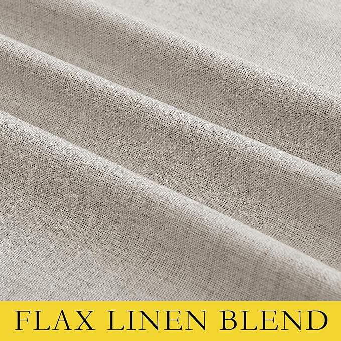 NICETOWN Brich Vintage Open Linen Weave Flax Thermal Curtains, 100% Blackout Curtains 120" Long for Dining Room, Soundproof Window Treatment Drapes for Home Office, 62" Wide Per Panel, Set of 2 - Image 8