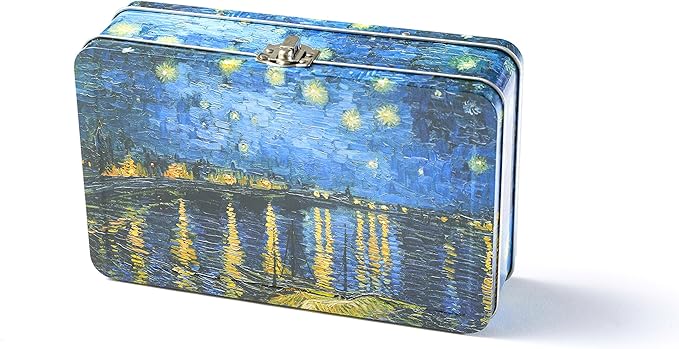 DAHO Metal Storage Box with Hinge for Office, School, Home, Makeup, Arts & Crafts and Accessories (Starry Night Over the Rhone) by Unknown