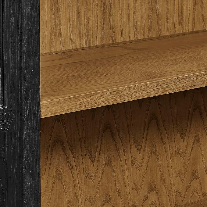 Modway Anwen 79" Wood Display Cabinet with Glass Doors in Black Oak – Modern China Cabinet with Arched Door Detail – Large Curio Cabinet for Collectibles - Image 9
