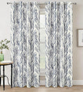 DriftAway Linen Printed Blackout Curtains Tree Branch Pattern Double Layer 90 Inches Long for Bedroom Classic Thermal Insulated Summer Sound Lined Grommet Drapes for Living Room 2 Panels Blue/Linen by DriftAway