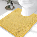 Smiry Luxury Chenille Toilet Rugs U-Shaped 24x20, Soft Absorbent Non-Slip Contour Bathroom Rugs for Toilet, Machine Washable Contoured Bath Mats, Yellow by Smiry