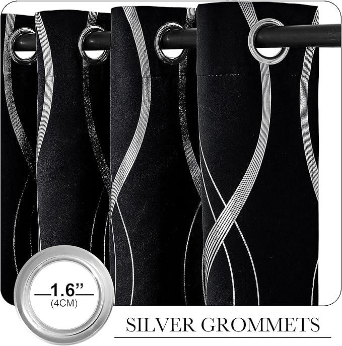 NICETOWN Black Out Floral Curtain Panels 84 inches Long - Light Reducing Thermal Insulated Grommet Blackout Patterned Panels/Drapes for Living Room/Nursery/Kids Room (Set of 2, W52 by L84) - Image 3