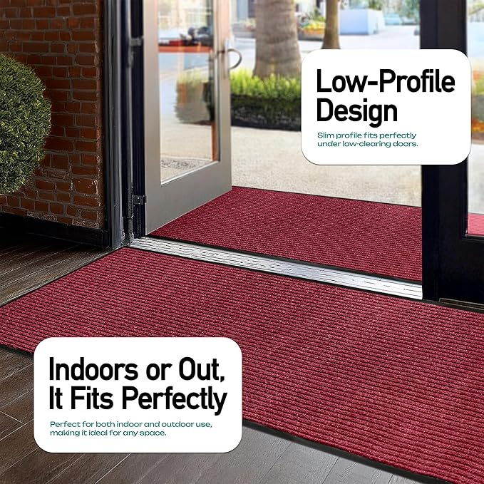 MaxMat® Extra Large Commercial Door Mat, Rubber Border Heavy Duty Door Mat, Waterproof, Low-Profile, Easy to Clean, Rubber Entry Mat. (Red, 3 x 5 Feet) - Image 4